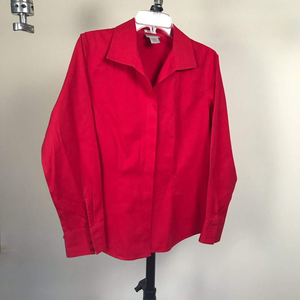 Chico's Red Blouse Top Shirt Size 1 S M No Iron